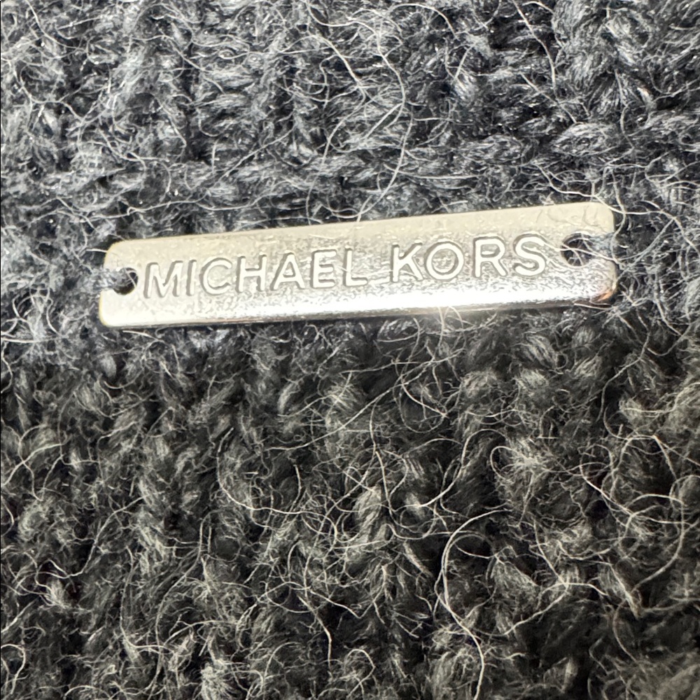 MICHAEL KORS PEARL HEATHER GREY COLOR BLOCK MOCK TURTLENECK SWEATER - Picture 6 of 11